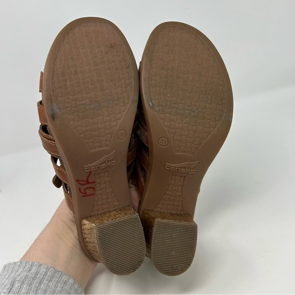 Dansko Dina Brown Woven Leather Strappy Slip On Heeled Sandals Size 39 - Picture 8 of 12